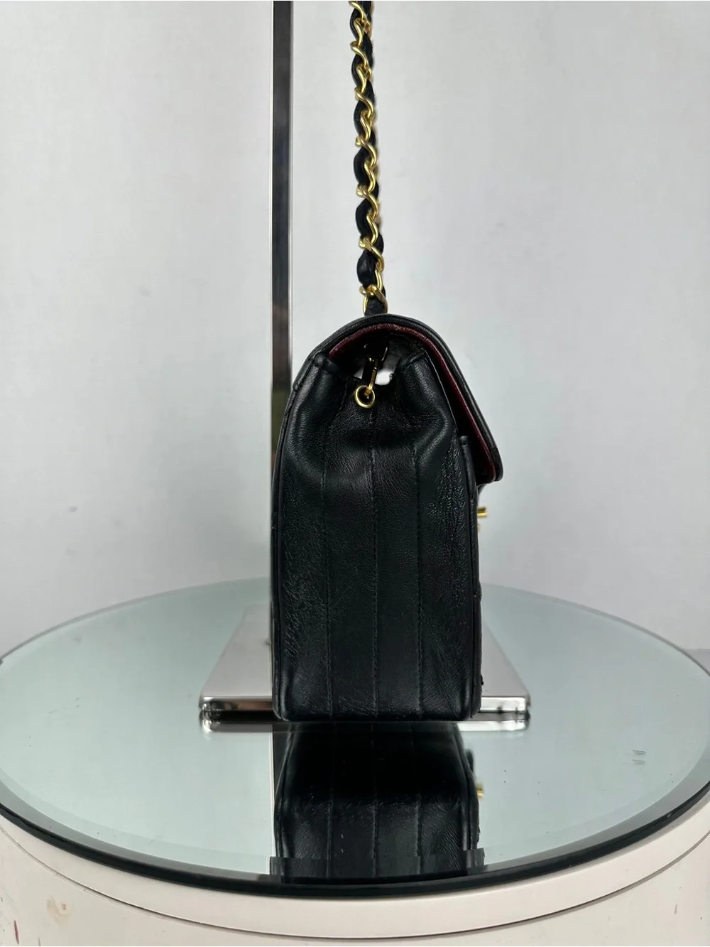 CHANEL CC MINI LAMBSKIN LEATHER FLAP BAG 24KT PLATED